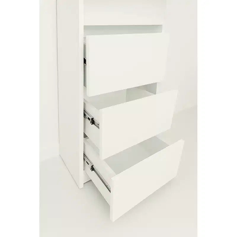 Armoire-penderie modulaire en bois avec tiroirs, coloris blanc