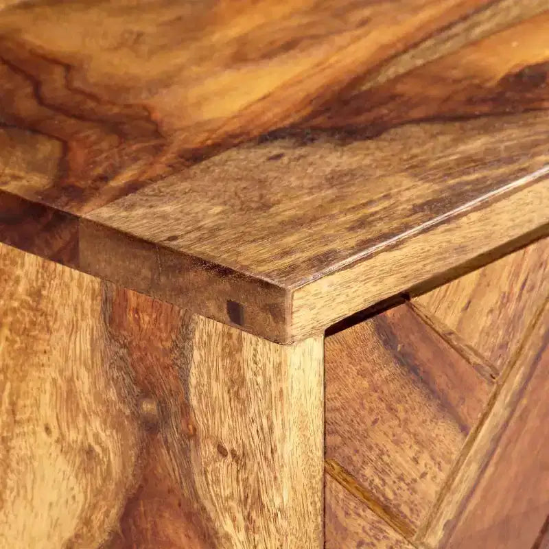 Meuble TV en bois de Sesham massif marron, fer enduit de poudre de laiton