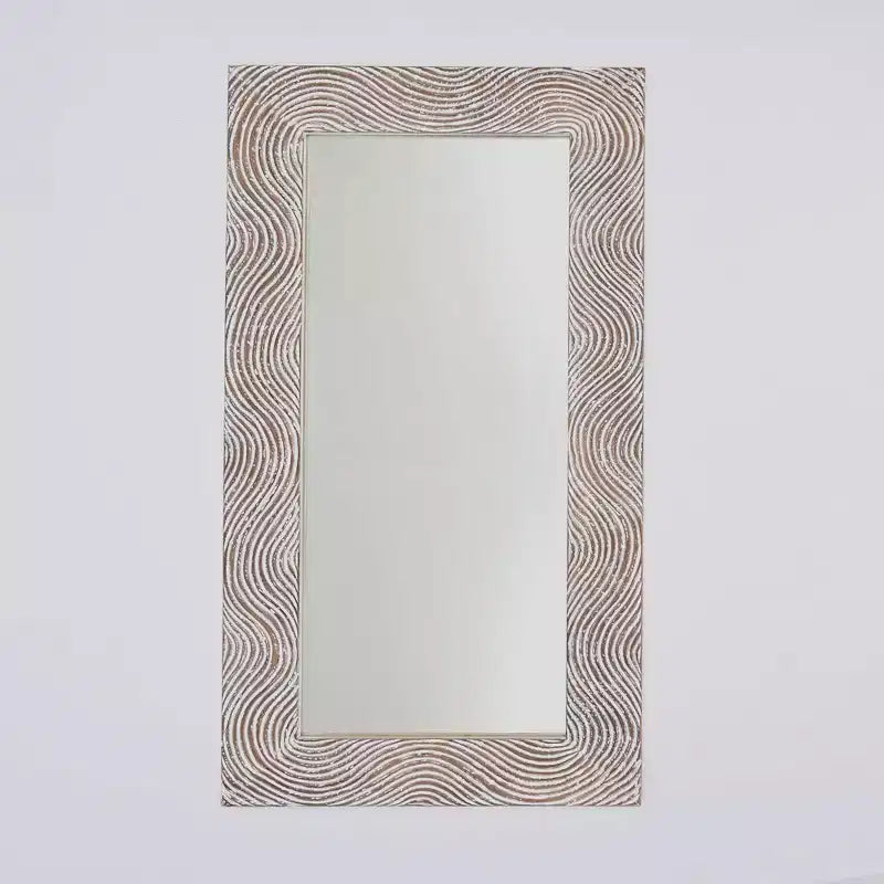 Miroir psyché rectangulaire en bois massif sculpté à la main Rétro 72