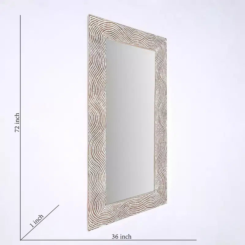 Miroir psyché rectangulaire en bois massif sculpté à la main Rétro 72