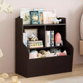 Acekool 3-Tier Kids Toy Storage Organizer, Bookshelf with 5 Compartments, Toy and Book Shelf for Bedroom, Playroom, or Classroom, Brown