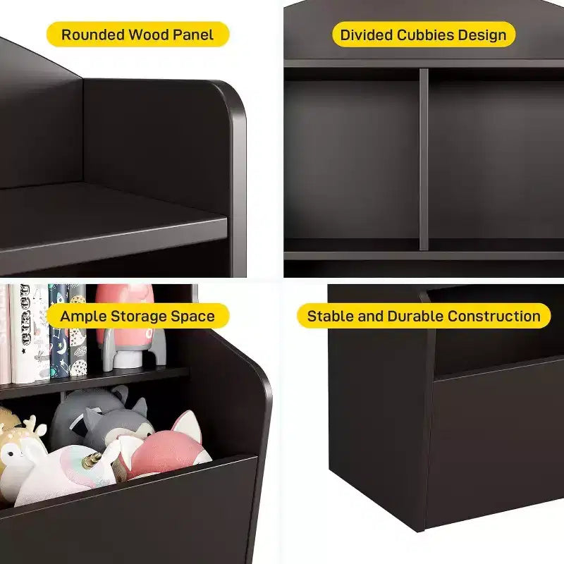 Meuble de rangement pour jouets à 3 niveaux avec 5 compartiments