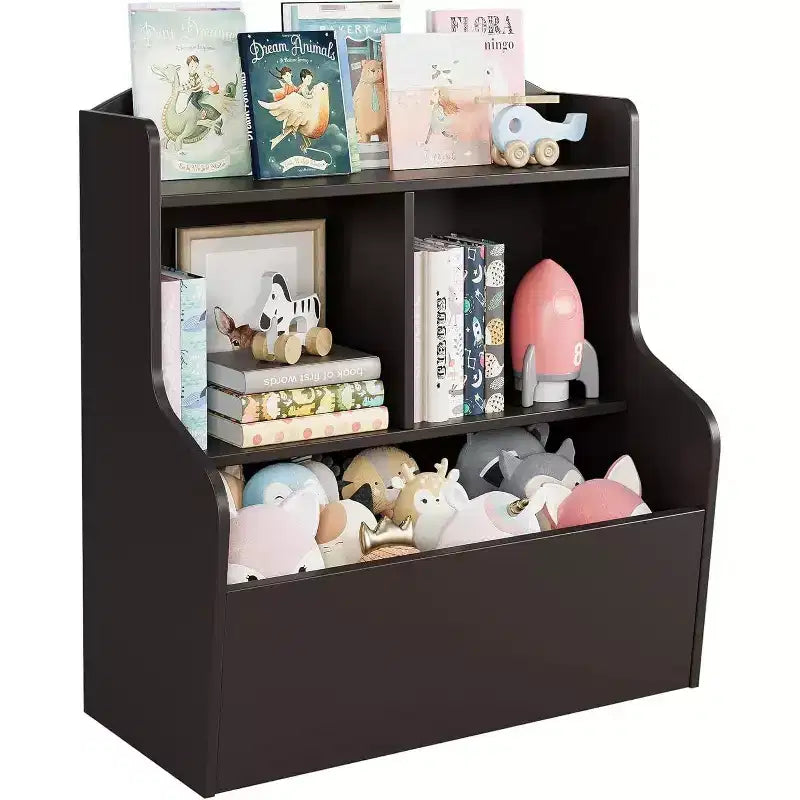 Meuble de rangement pour jouets à 3 niveaux avec 5 compartiments
