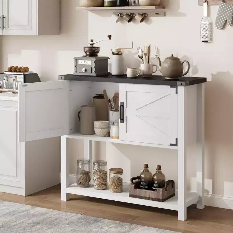 Console d'entrée avec rangement, meuble bar à café en bois