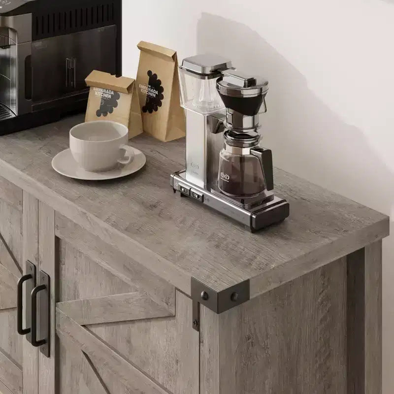 Console d'entrée avec rangement, meuble bar à café en bois