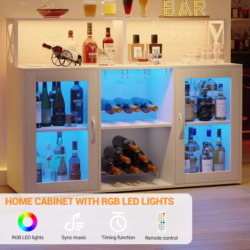 Meuble de bar à vin avec casier à bouteilles, buffet de café moderne avec étagères de rangement