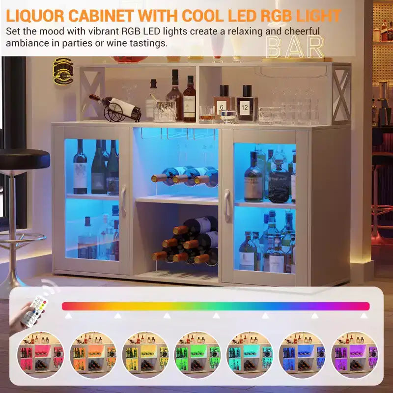 Meuble de bar à vin avec casier à bouteilles, buffet de café moderne avec étagères de rangement