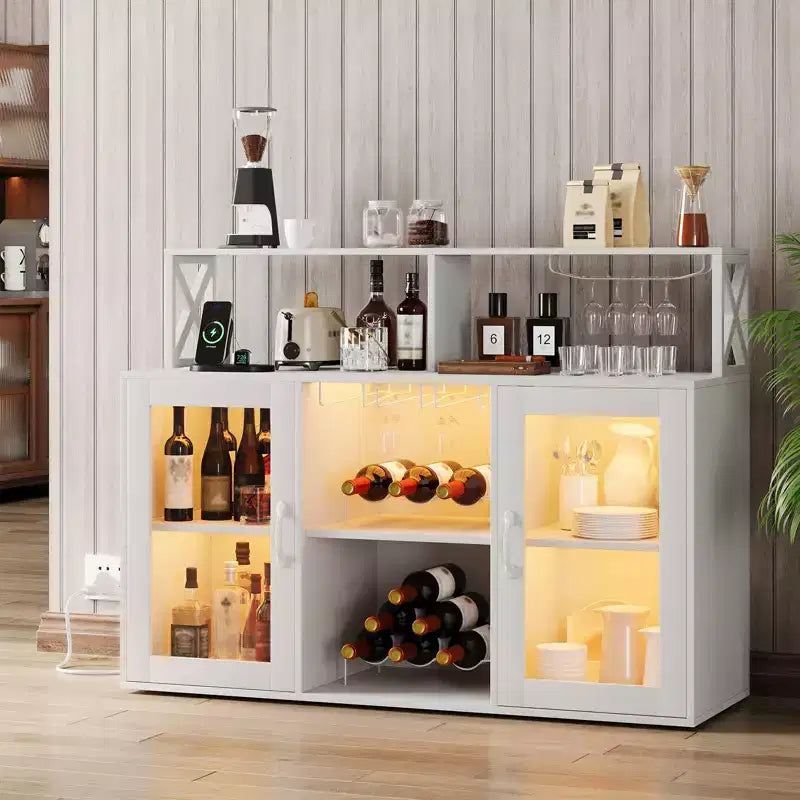 Wine Bar Cabinet with Wine Rack, Modern Coffee Bar Cabinet with Storage Shelf, Liquor Cabinet Bar, Sideboard Buffet Cabinet for Kitchen