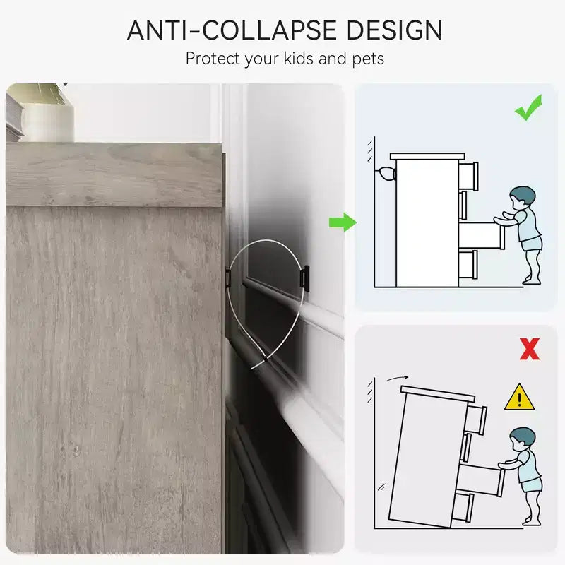 Commode de chambre à 6 tiroirs, commode de 45 pouces de hauteur grise avec rangement