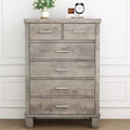 Commode de chambre à 6 tiroirs, commode de 45 pouces de hauteur grise avec rangement