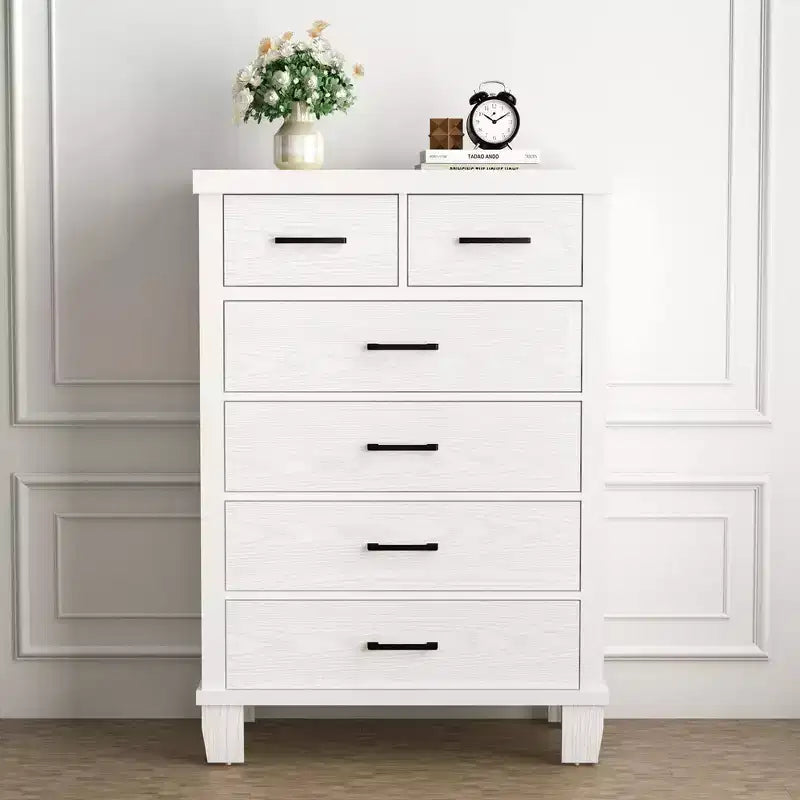 Dresser for Bedroom with 6 Drawers, 45 Tall Grey Chests of Drawers with Storage, Large Drawer Dresser for Closet, Wooden Storage Cabinet for Entryway
