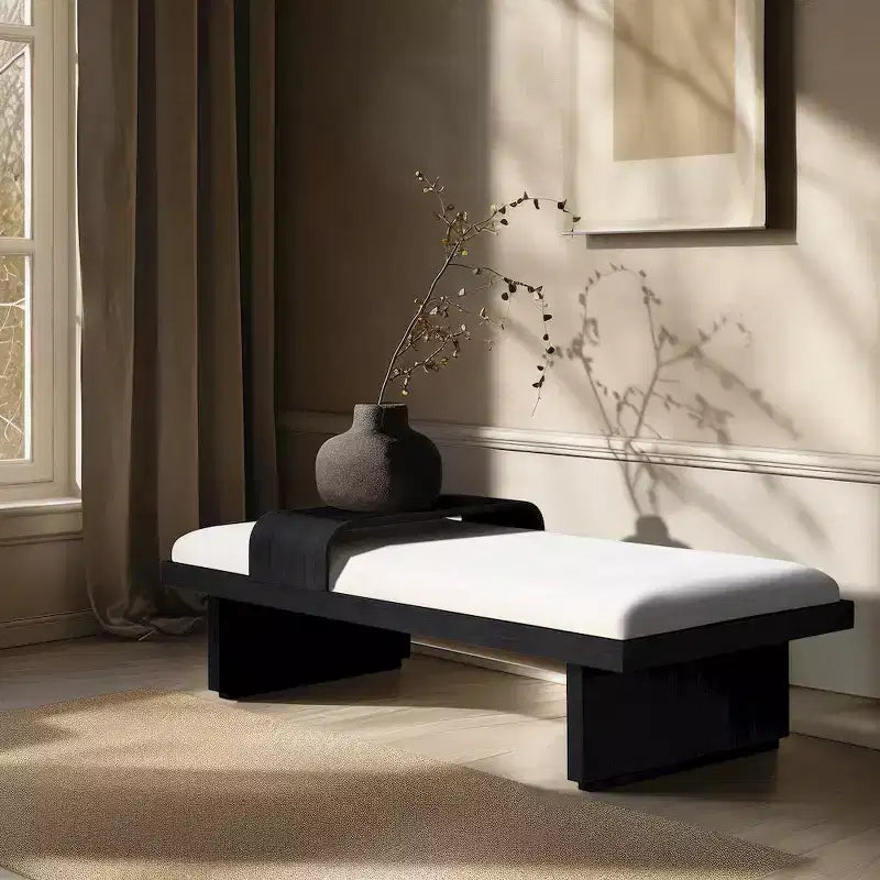 Banc rembourré en tissu chenille