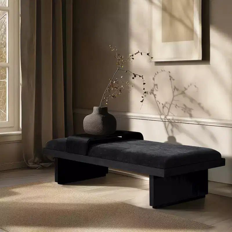 Banc rembourré en tissu chenille