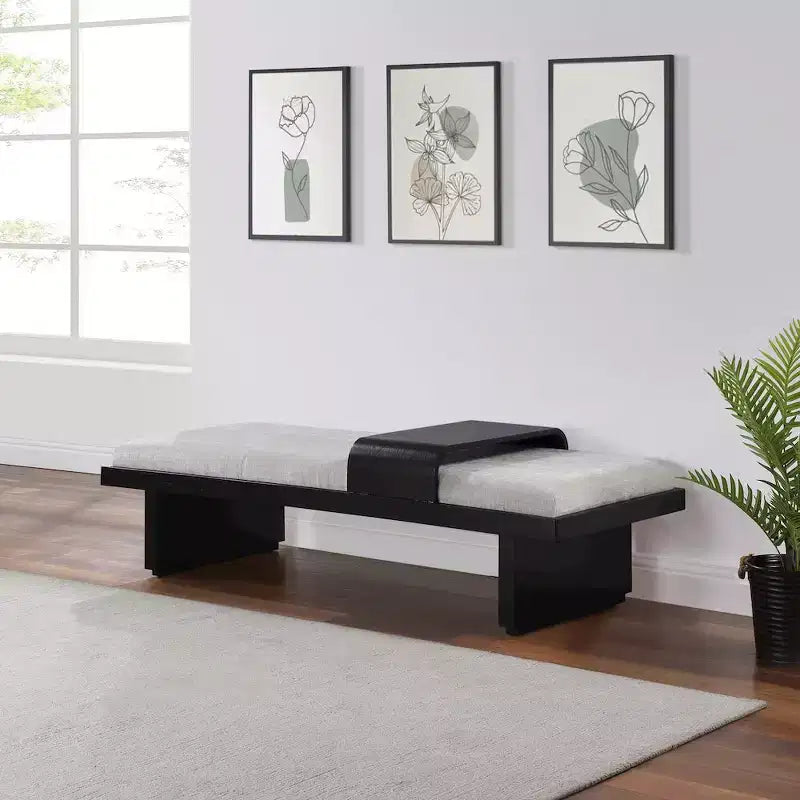 Banc rembourré en tissu chenille