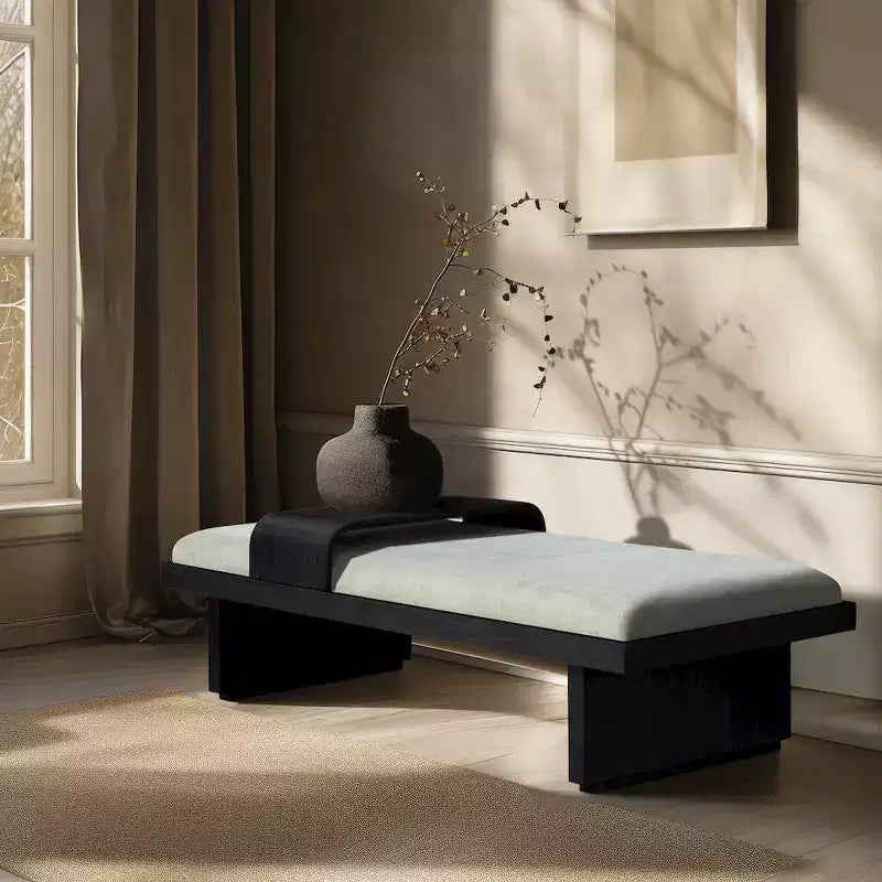 Banc rembourré en tissu chenille