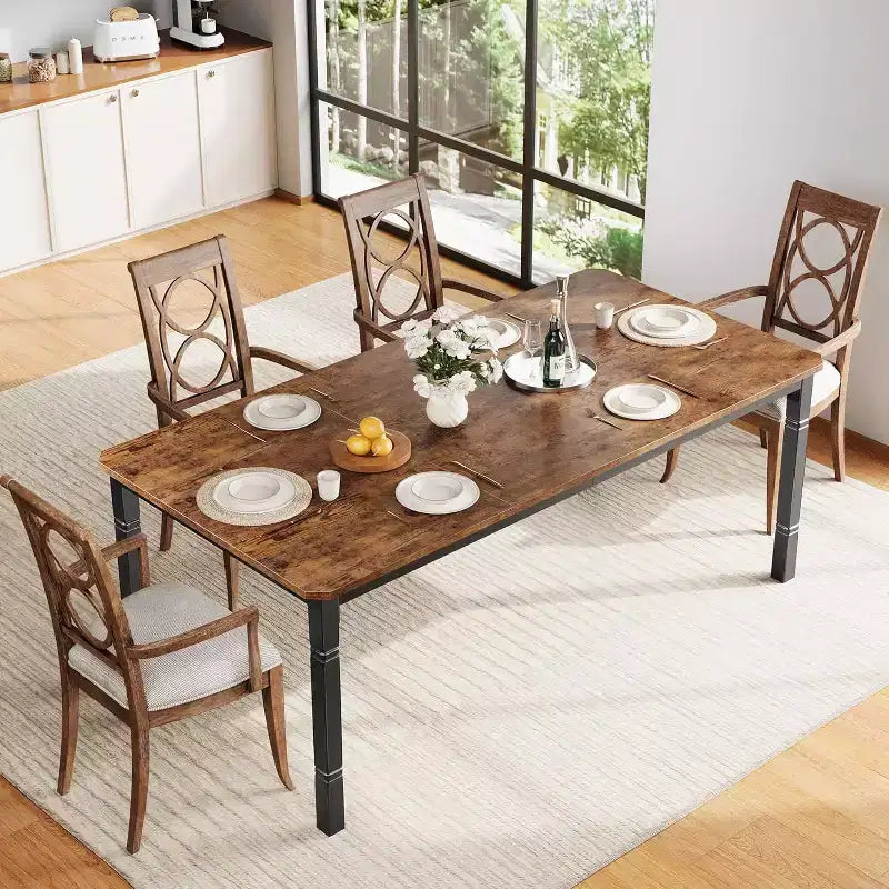 Table à manger de 200 cm pour 6 à 8 personnes - Table de cuisine industrielle