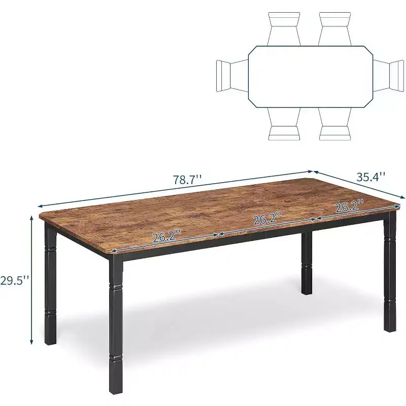 Table à manger de 200 cm pour 6 à 8 personnes - Table de cuisine industrielle
