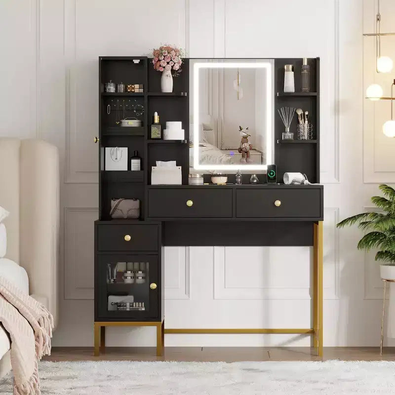 Coiffeuse avec miroir lumineux, coiffeuse avec lumières 3 couleurs
