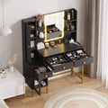 Makeup Vanity with Lighted Mirror, Vanity Desk with Lights in 3 Colors, White Vanity Table with Charging Station, Visible Cabinet with Led Lights