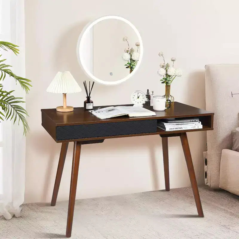 Computer Desk 43 Inch, Small Office Writing Table - Modern Simple Work Desk with Drawer & Open Storage Cubby, White for Home Bedroom