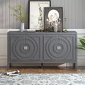 MAYEERTY Retro Sideboard Door with Circular Groove Design Round Metal Door Handle for Entrance Dining Room Gray