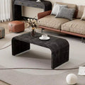 MAYEERTY Coffee Table with Curved Art Deco Design for Living Room or Dining Room Antique Black