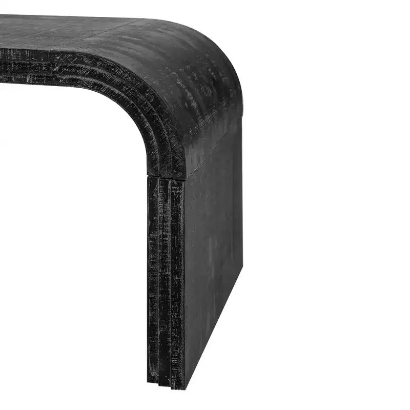 Table basse avec design Art Déco incurvé pour salon ou salle à manger noir antique