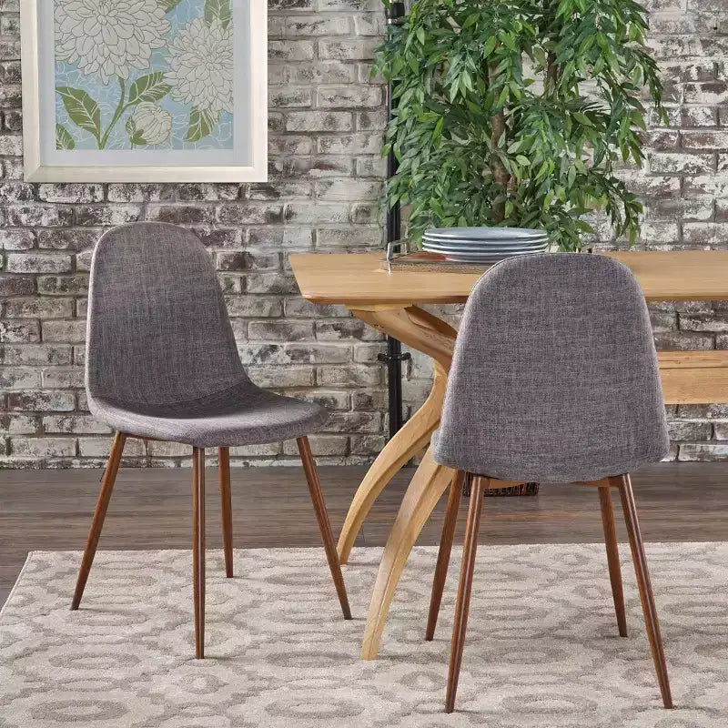 Chaises de salle à manger capitonnées en tissu de style Mid-Century Modern