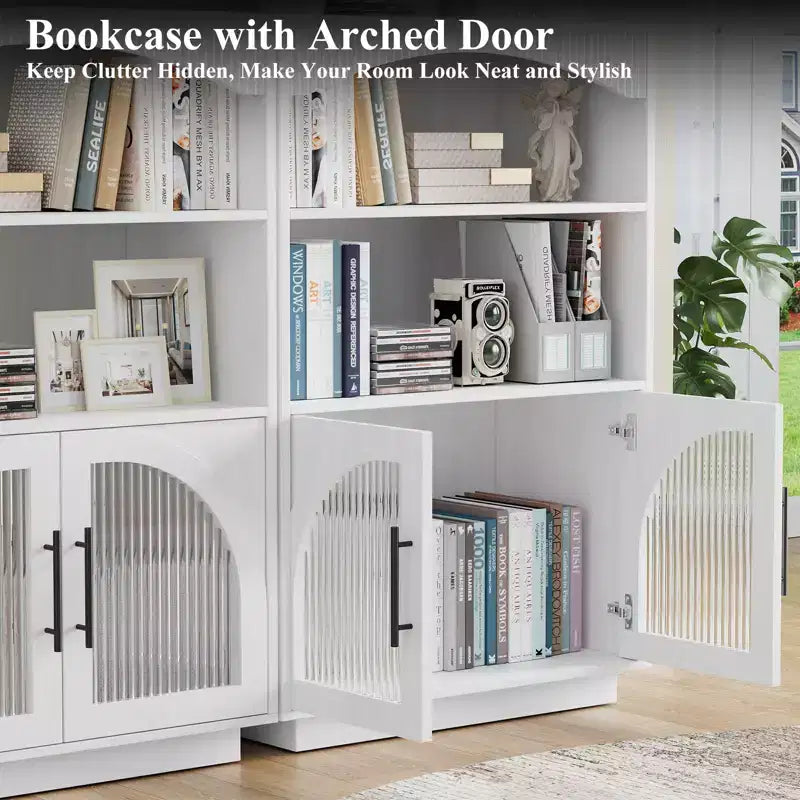 Bibliothèque avec Portes, Étagère Noire avec Porte Vitrée, Petite Bibliothèque 3 Niveaux