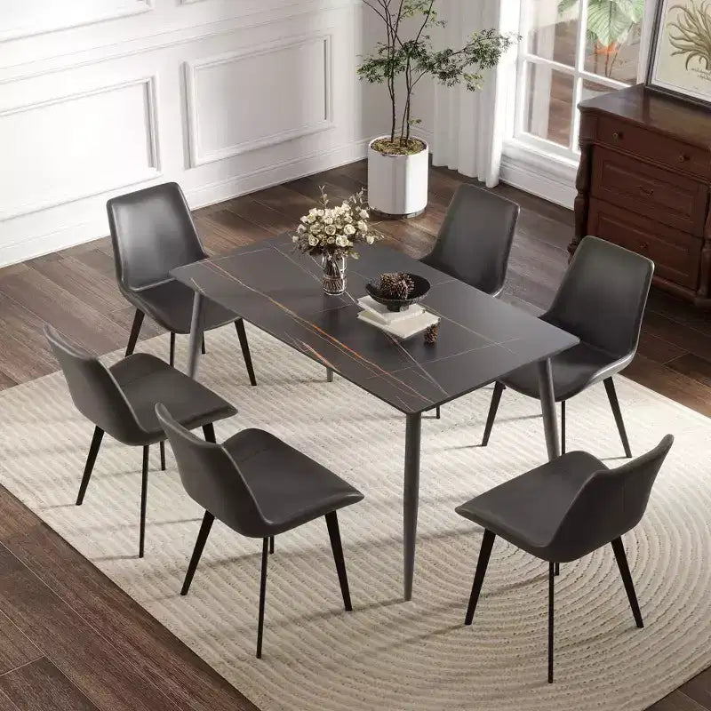 Okak 55.12 Modern Dining Table with Metal Leg for 6 Artificial Stone Kitchen Table for Kitchen, Dining Room