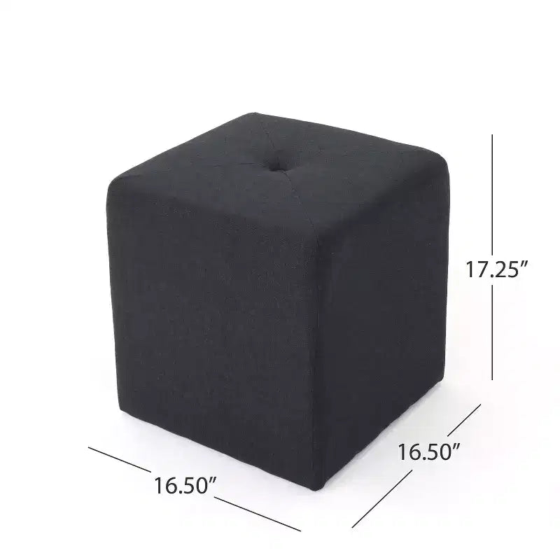 Pouf carré capitonné en tissu contemporain