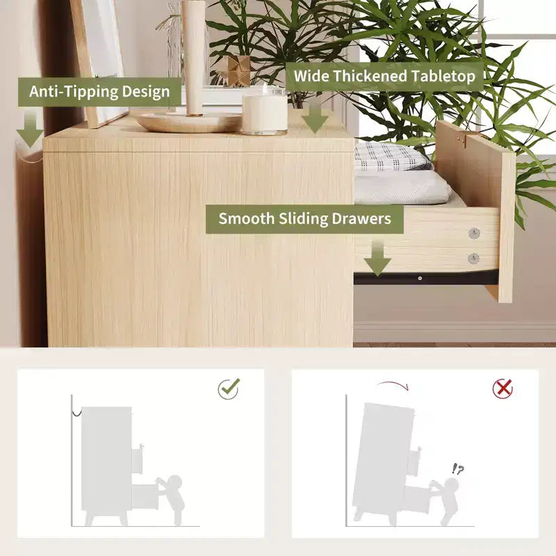 Commodes à 3 tiroirs, Commodes de placard cannelées modernes