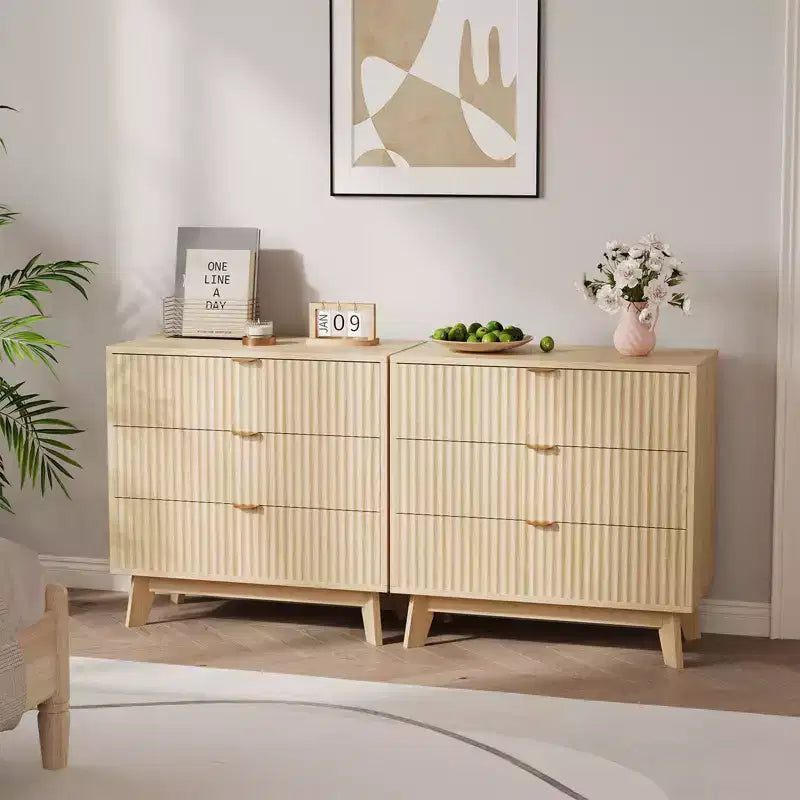 Commodes à 3 tiroirs, Commodes de placard cannelées modernes