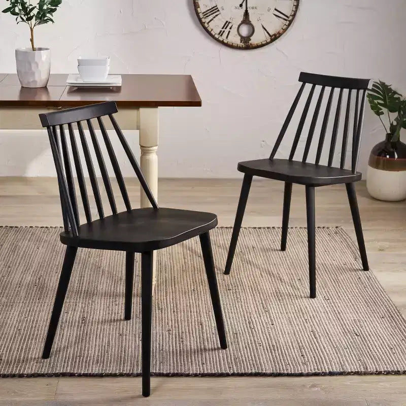 GDFStudio Boyd Farmhouse Spindle Back Plastic Dining Chairs (Set of 2)