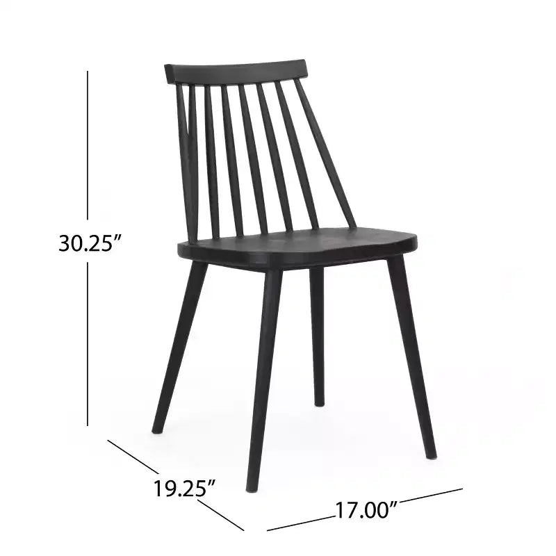 Chaises de salle à manger en plastique à dossier fuseau de style ferme