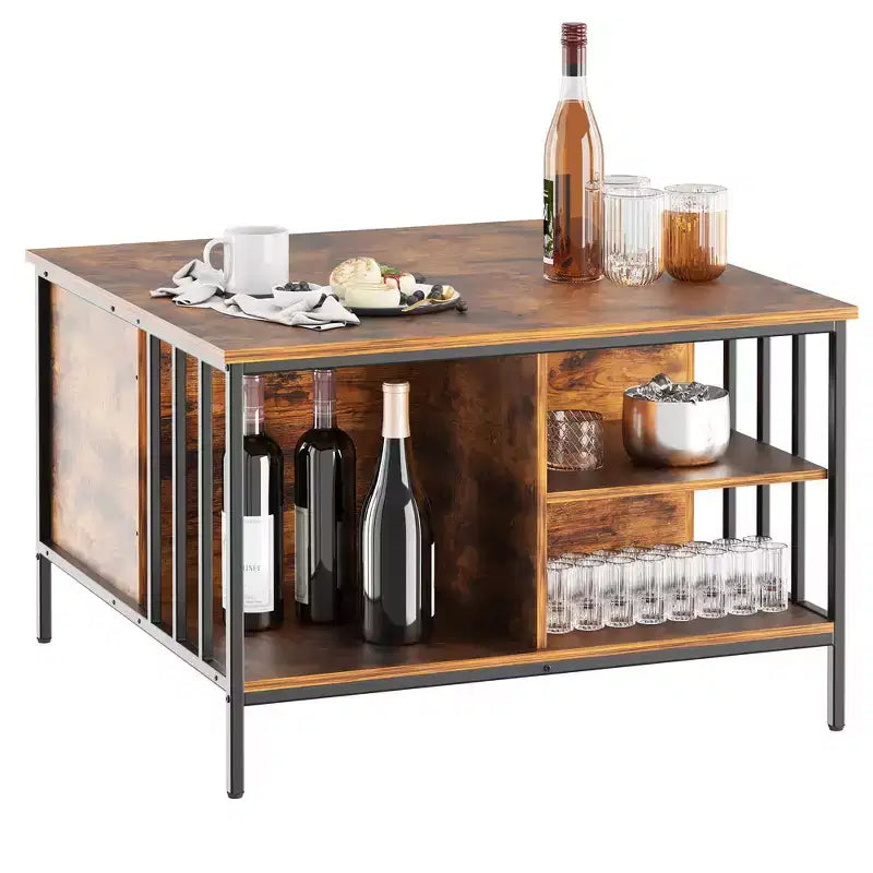 Table basse à plateau relevable de style ferme, hauteur réglable