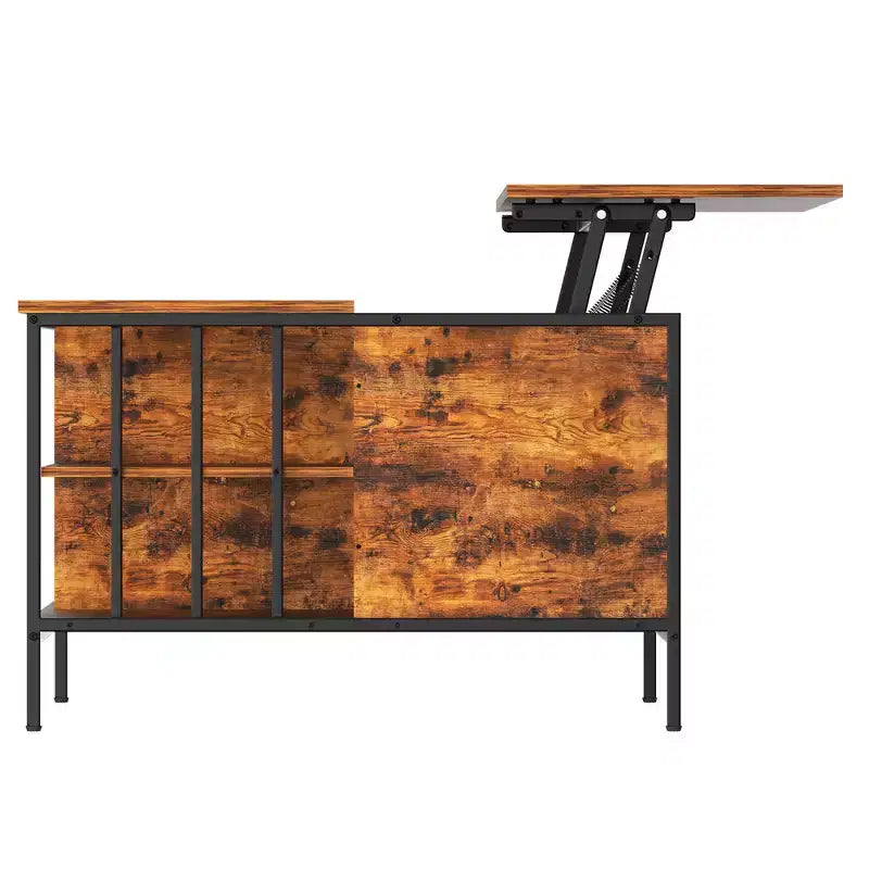 Table basse à plateau relevable de style ferme, hauteur réglable