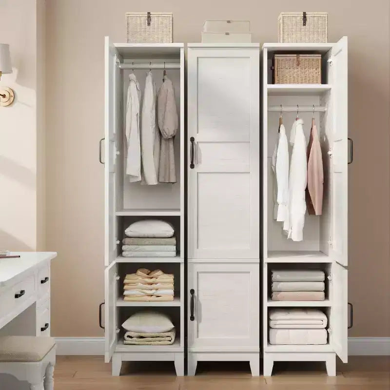 Armoire de rangement à 2 portes, armoire penderie en bois de 72 po