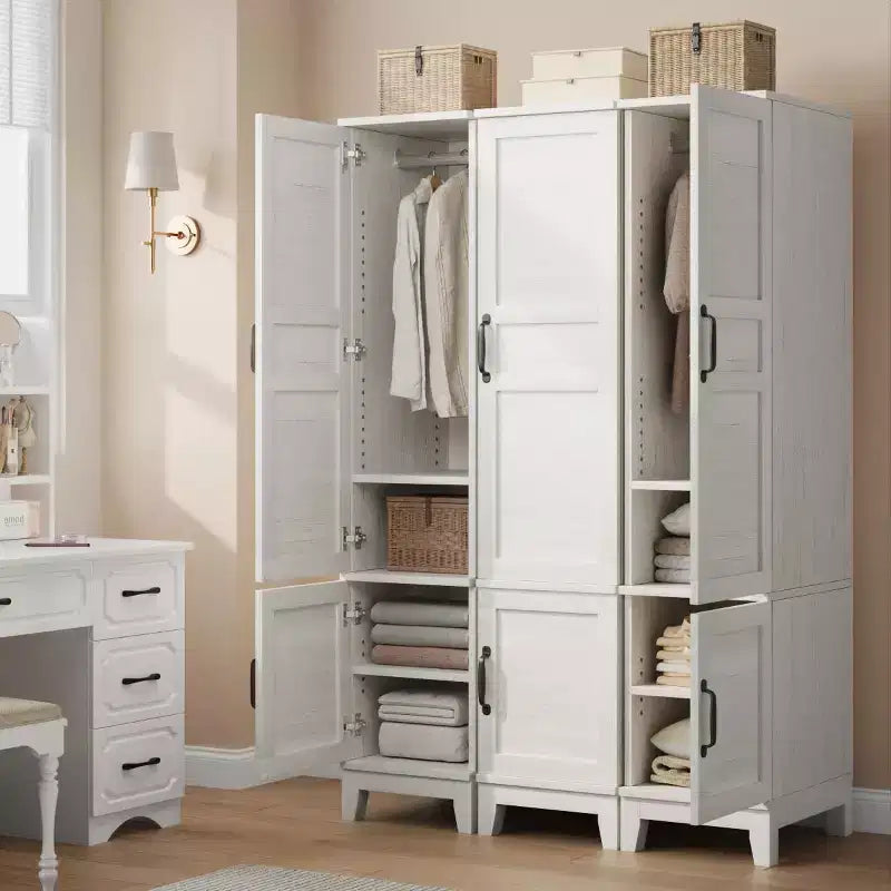 Armoire de rangement à 2 portes, armoire penderie en bois de 72 po