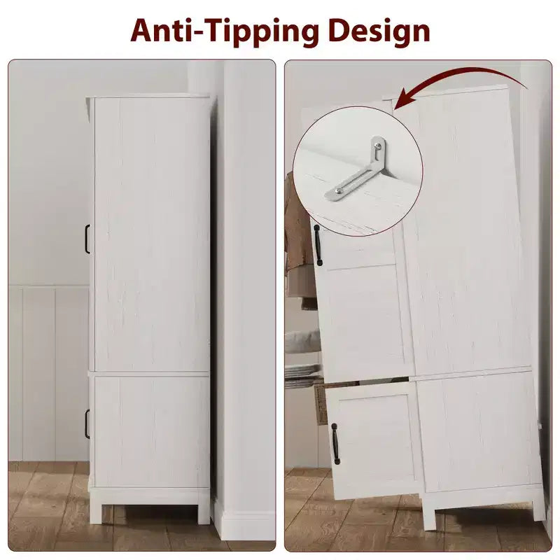 Armoire de rangement à 2 portes, armoire penderie en bois de 72 po