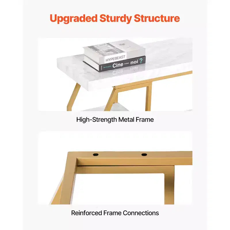 Console en marbre, table console moderne à 3 niveaux pour le rangement ouvert