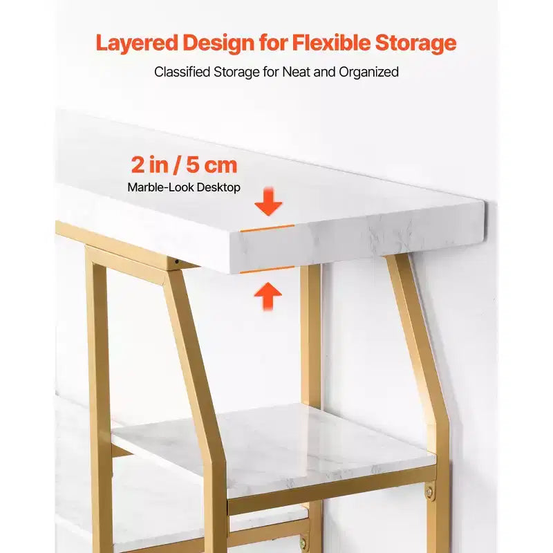 Console en marbre, table console moderne à 3 niveaux pour le rangement ouvert