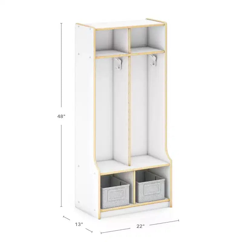 Casier de rangement en bois à 2 sections avec banquette pour salle de classe