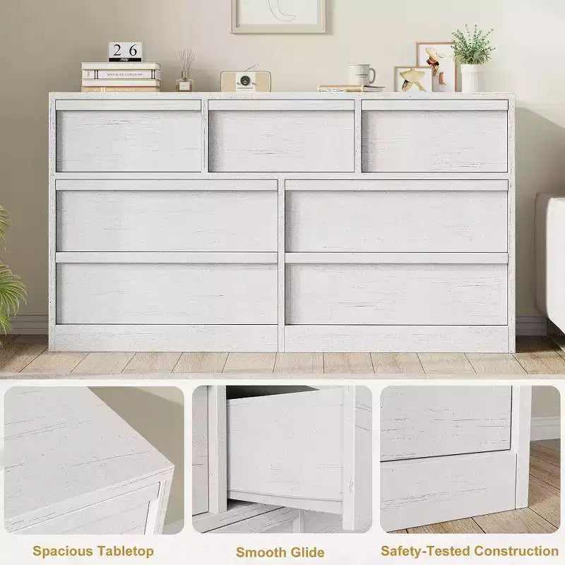Commode Double Moderne avec Tiroirs de Rangement, Commode en Bois