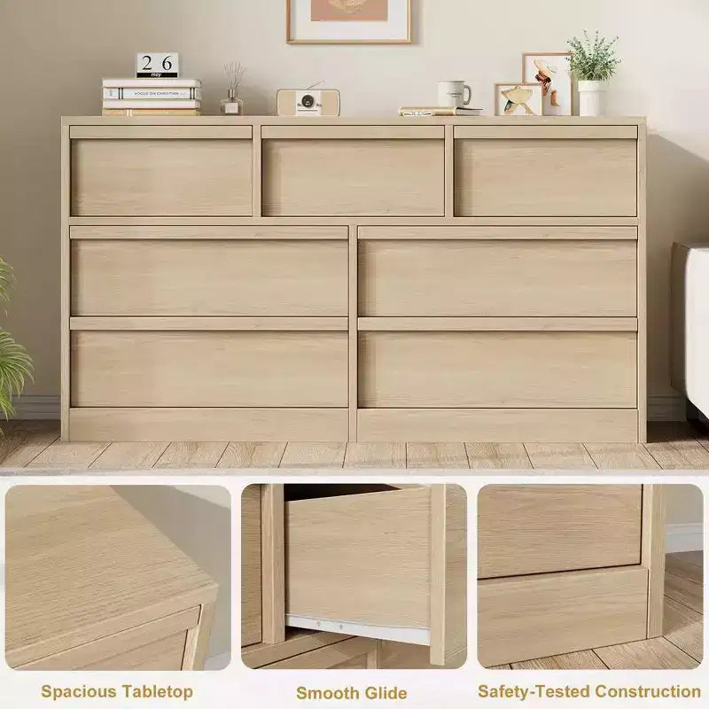 Commode Double Moderne avec Tiroirs de Rangement, Commode en Bois