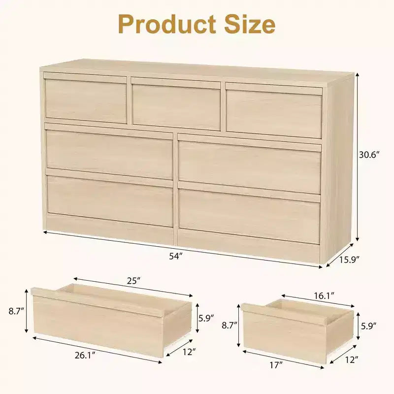 Commode Double Moderne avec Tiroirs de Rangement, Commode en Bois