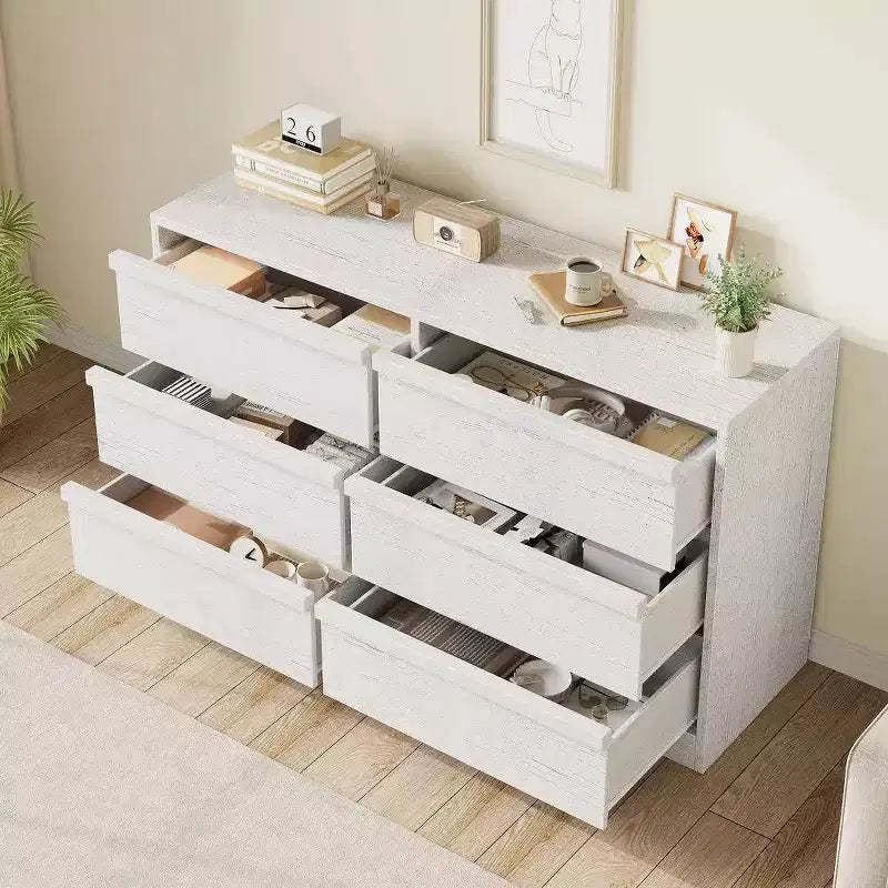 Commode Double Moderne avec Tiroirs de Rangement, Commode en Bois