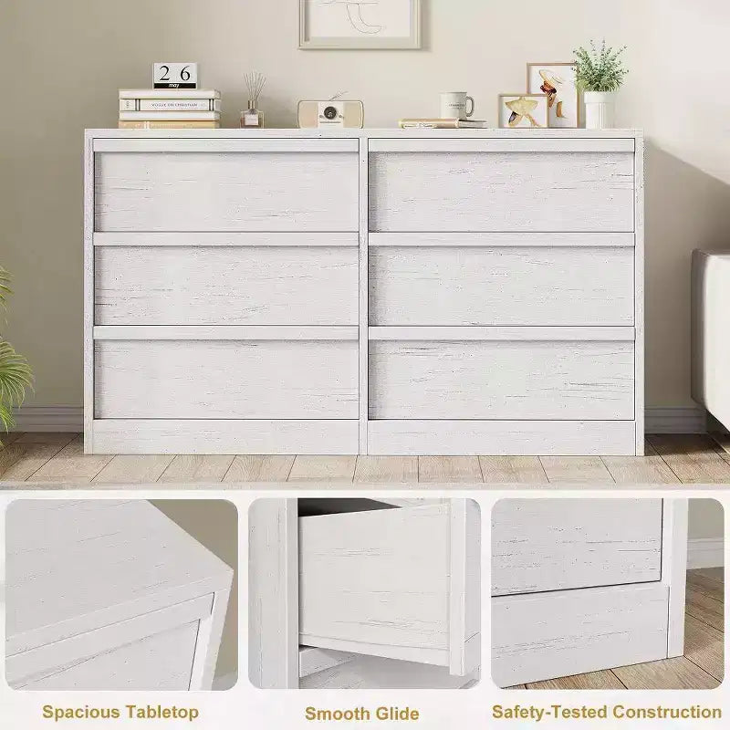 Commode Double Moderne avec Tiroirs de Rangement, Commode en Bois