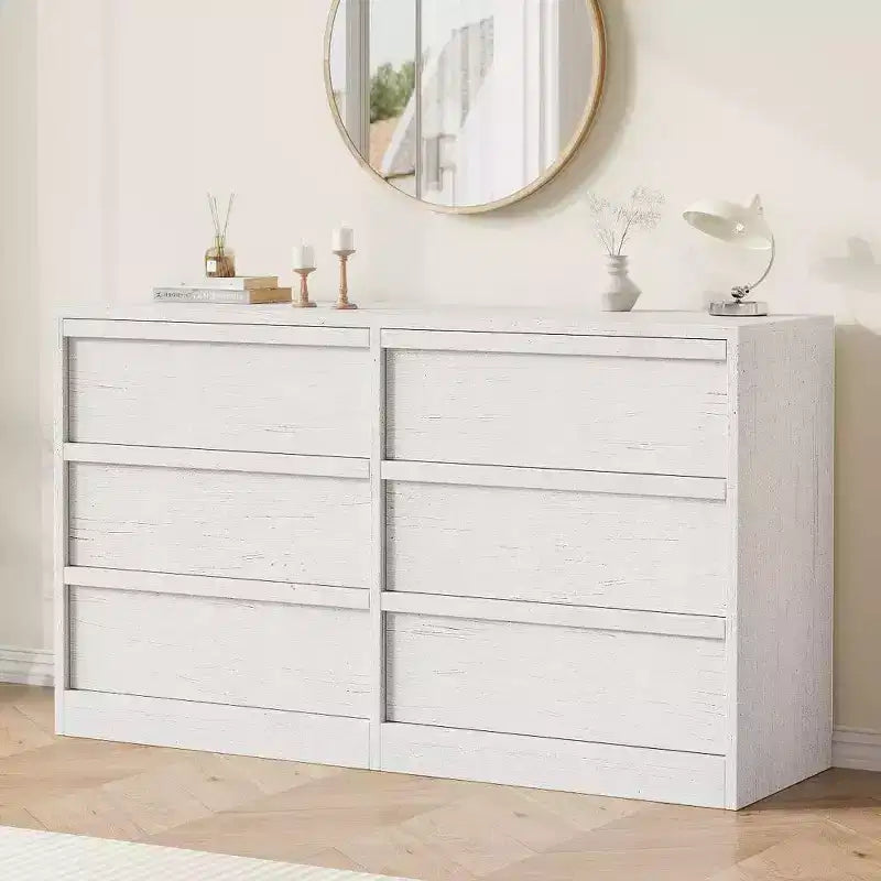 Modern Double Dresser Organizer with 6/ 7 /8 Drawers, Wooden Chest of Drawers for Living Room, Hallway, Entryway, Office