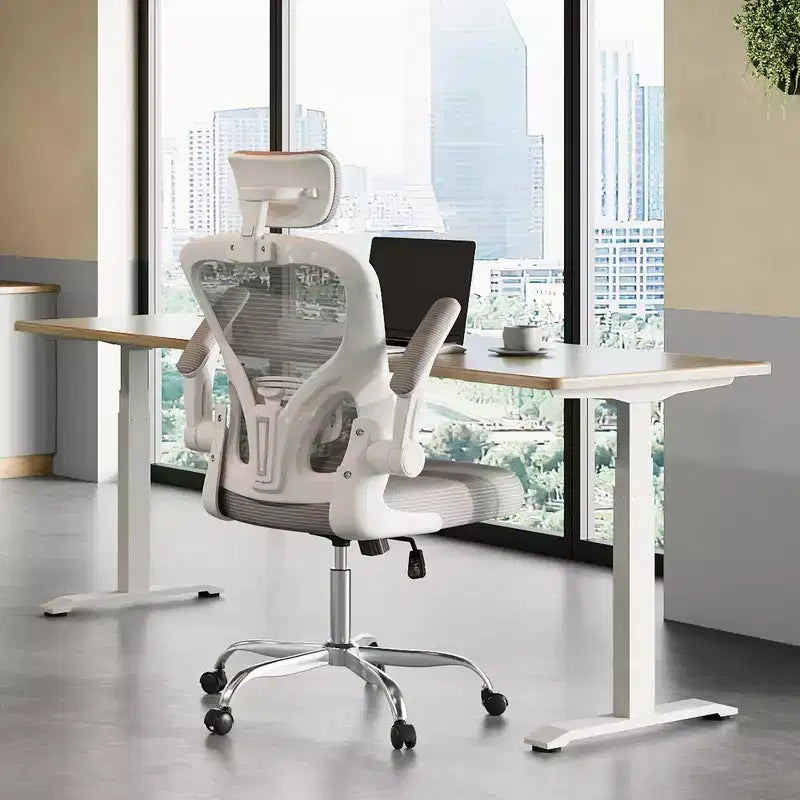 Chaise de bureau à dossier en maille, chaise de bureau ergonomique avec accoudoirs relevables